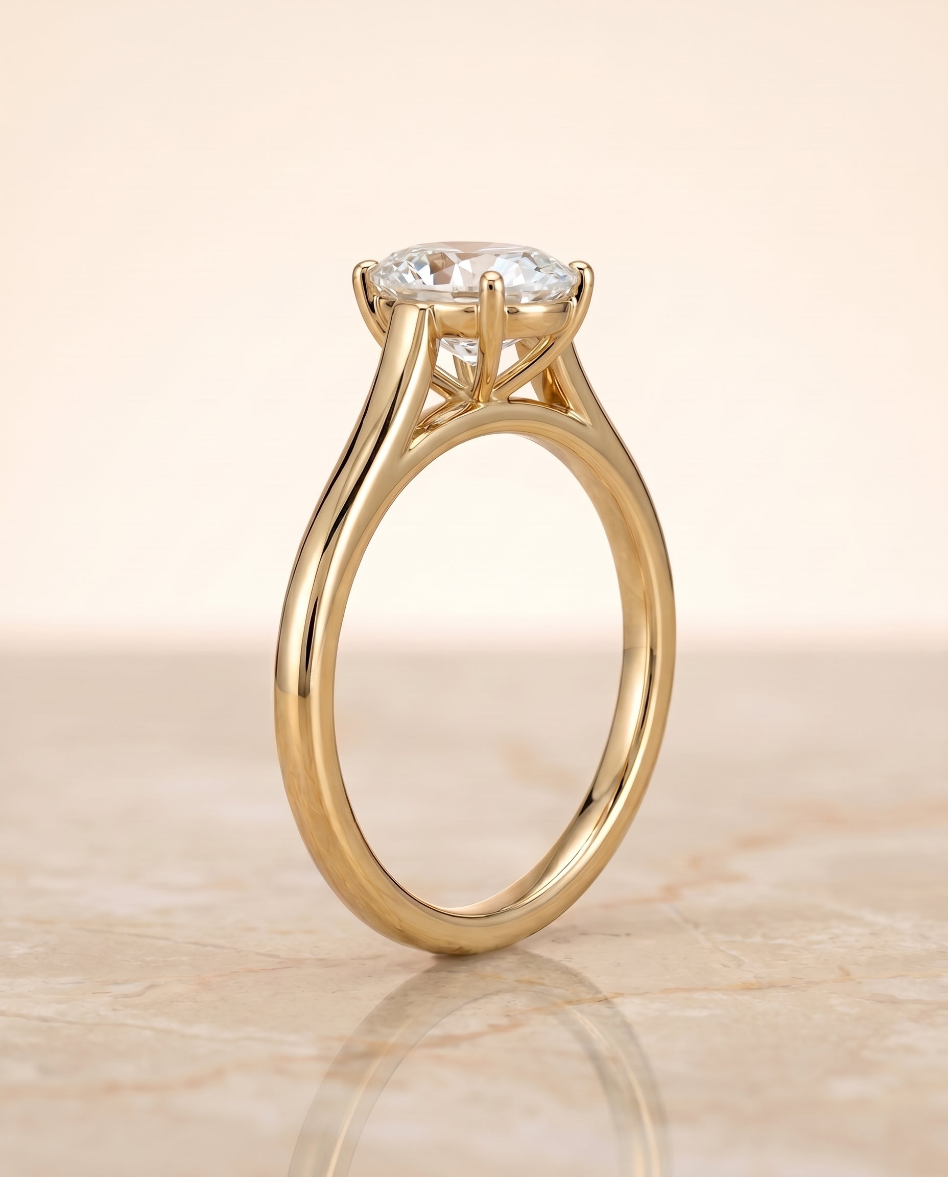 The Juliette setting for oval diamonds, made to order in 18K Yellow Gold | RockHer