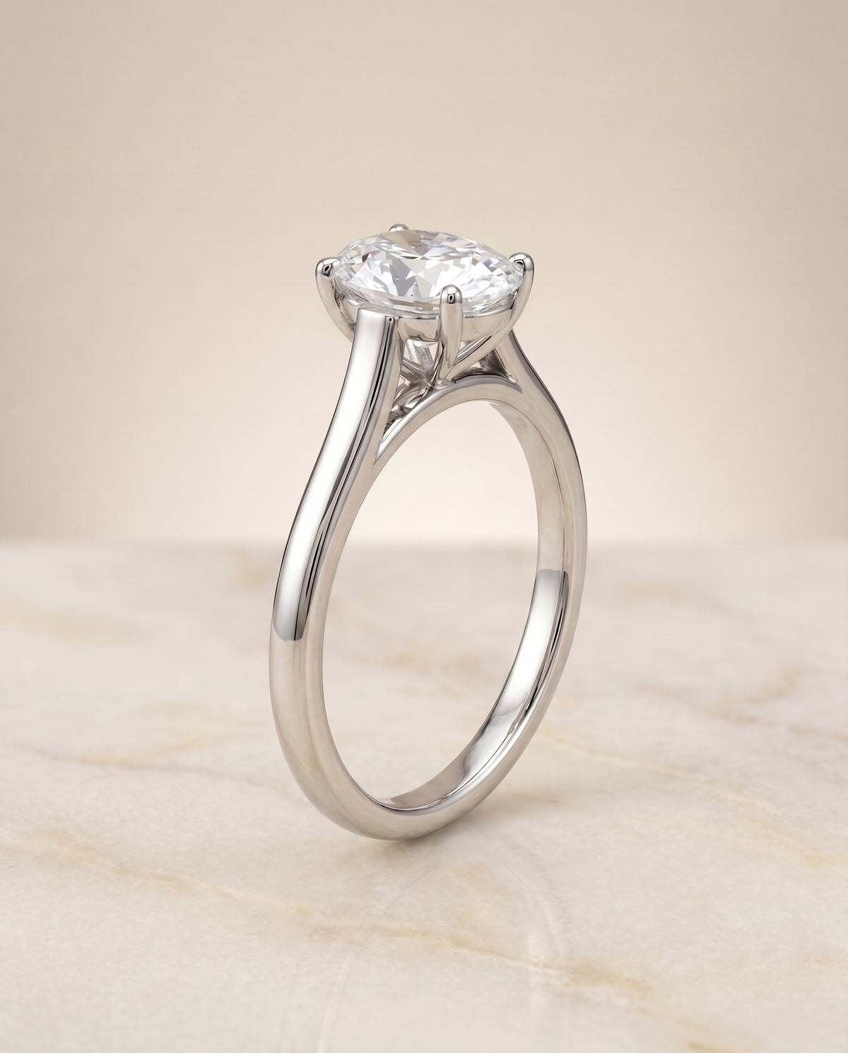 Elegant Cathedral Squared Edge Solitaire styling on The Juliette oval engagement ring setting | RockHer