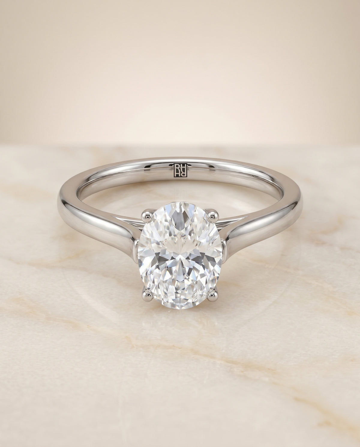 The Juliette oval engagement ring setting in Platinum | RockHer