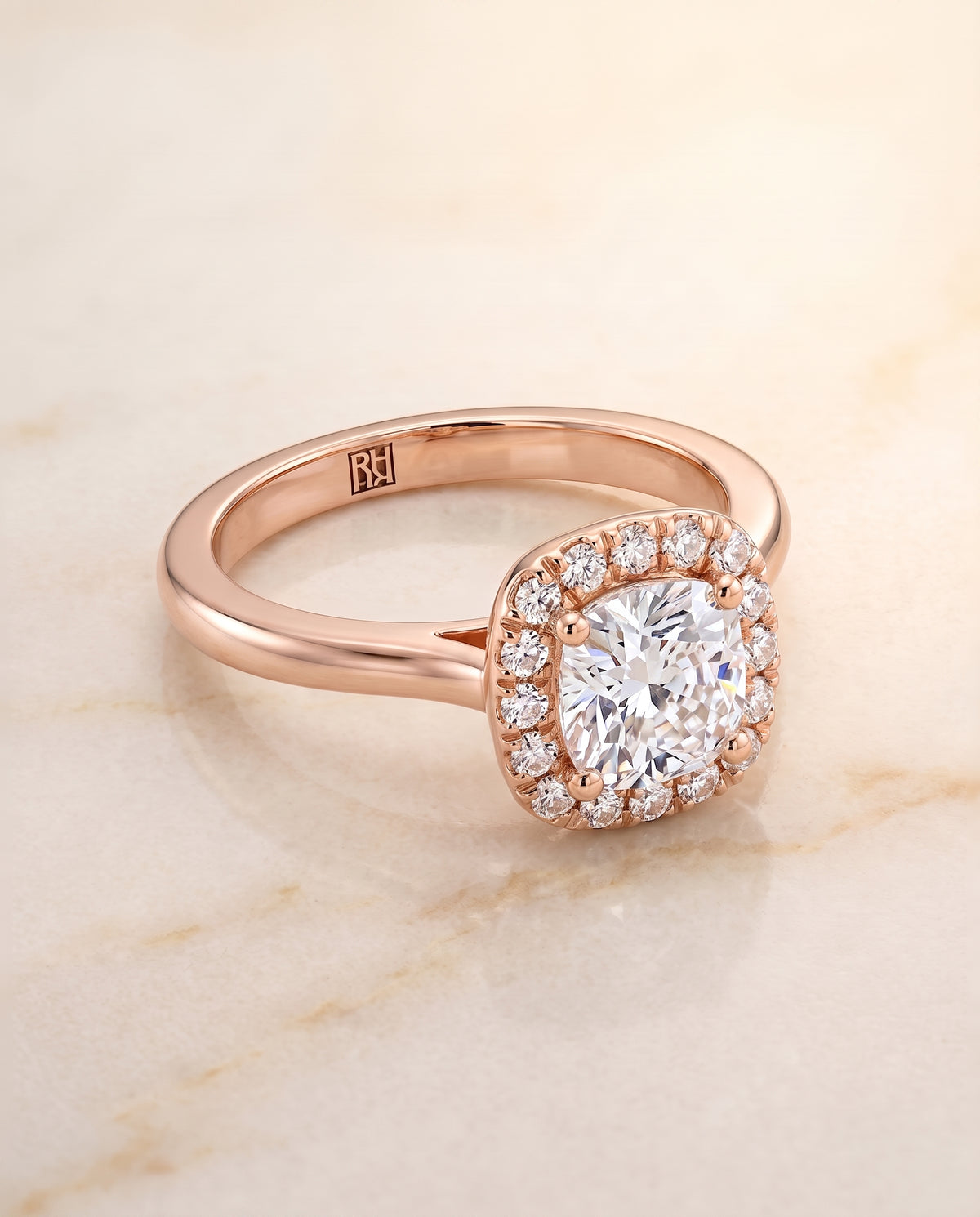 The Kate cushion engagement ring setting in 14K Rose Gold | RockHer