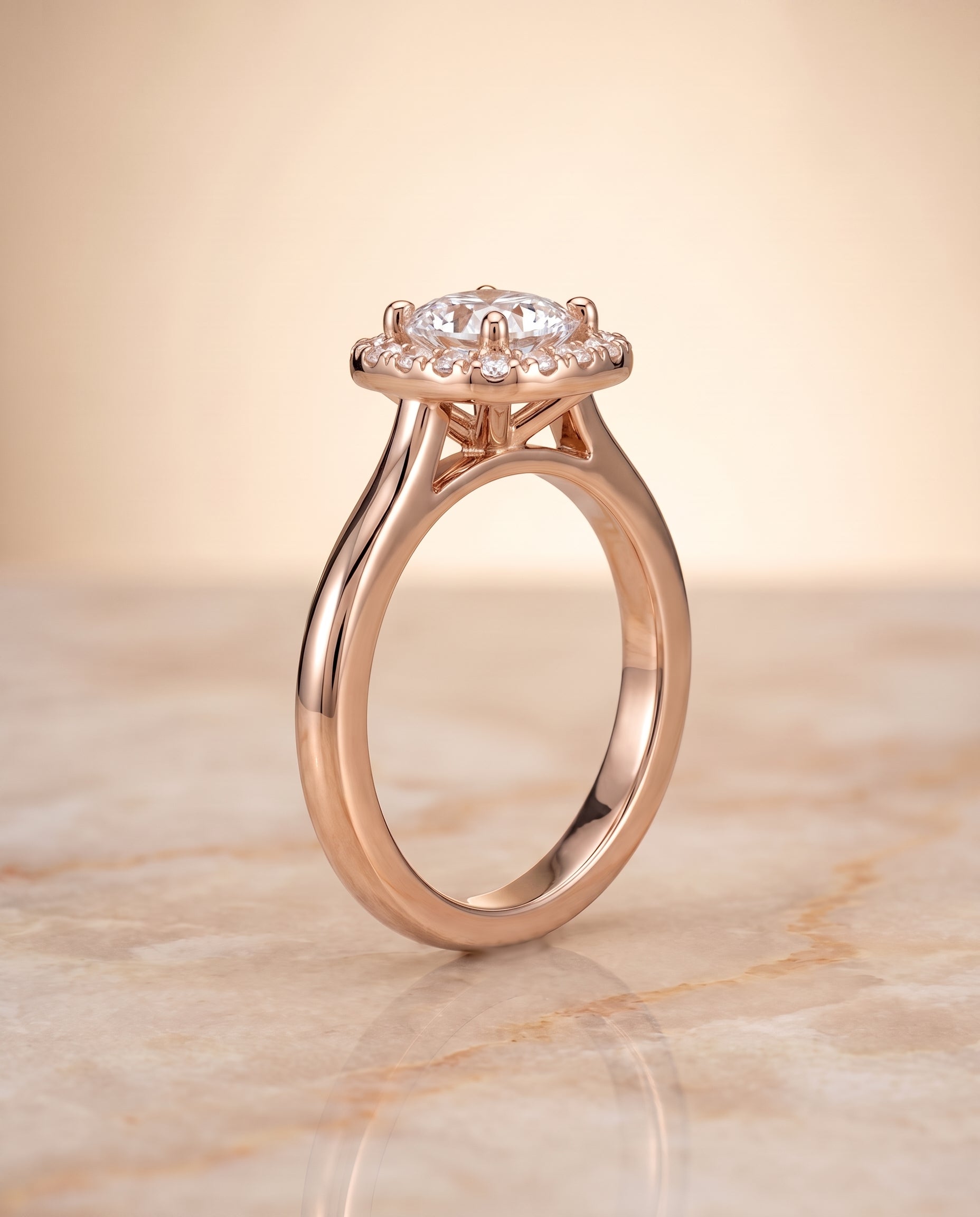 The Kate setting for cushion diamonds, made to order in 14K Rose Gold | RockHer
