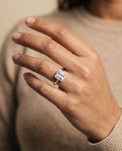The Kate Classic French Pavé Halo Princess Cut Engagement Ring Setting in Platinum