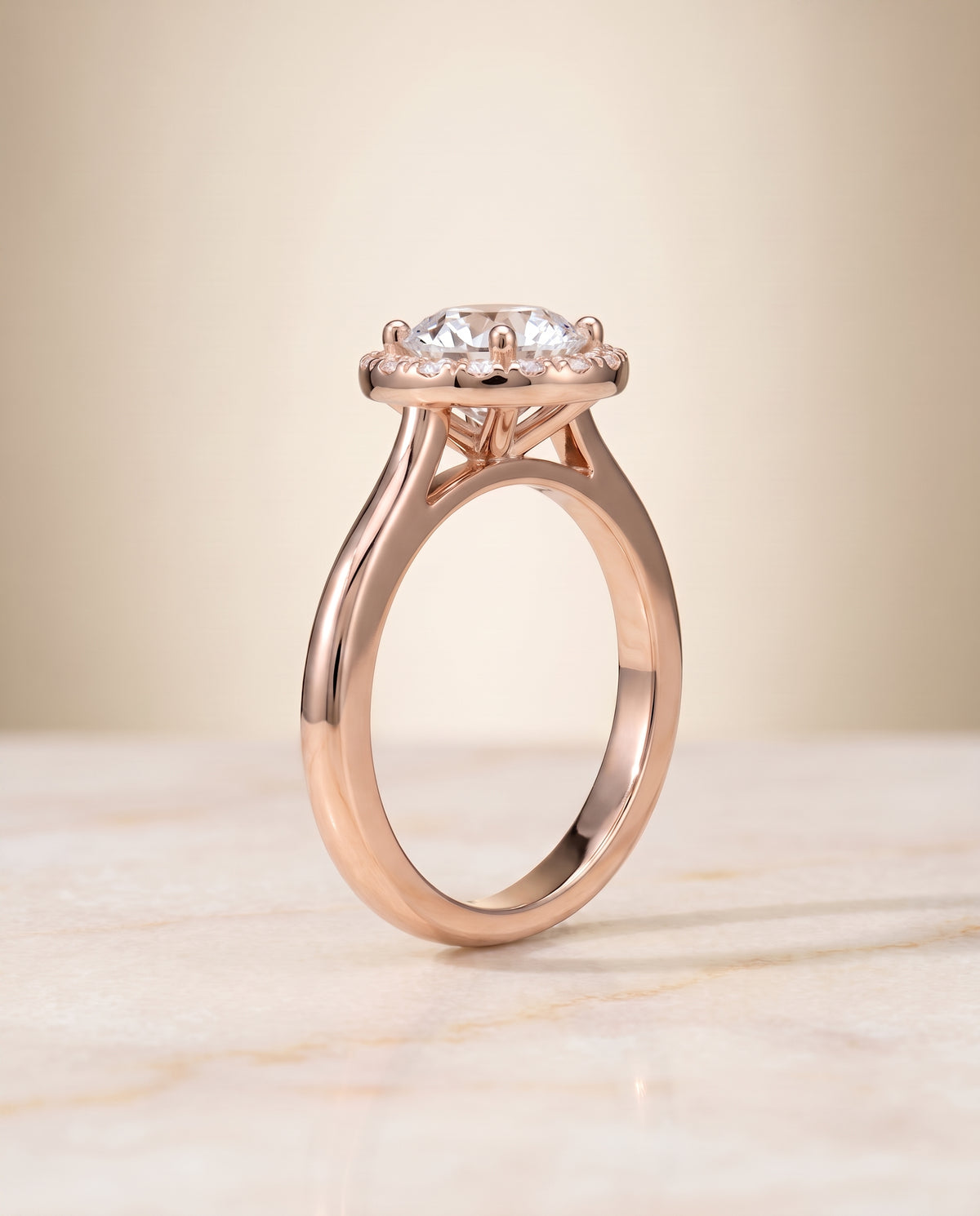 The Kate round engagement ring setting in 14K Rose Gold | RockHer