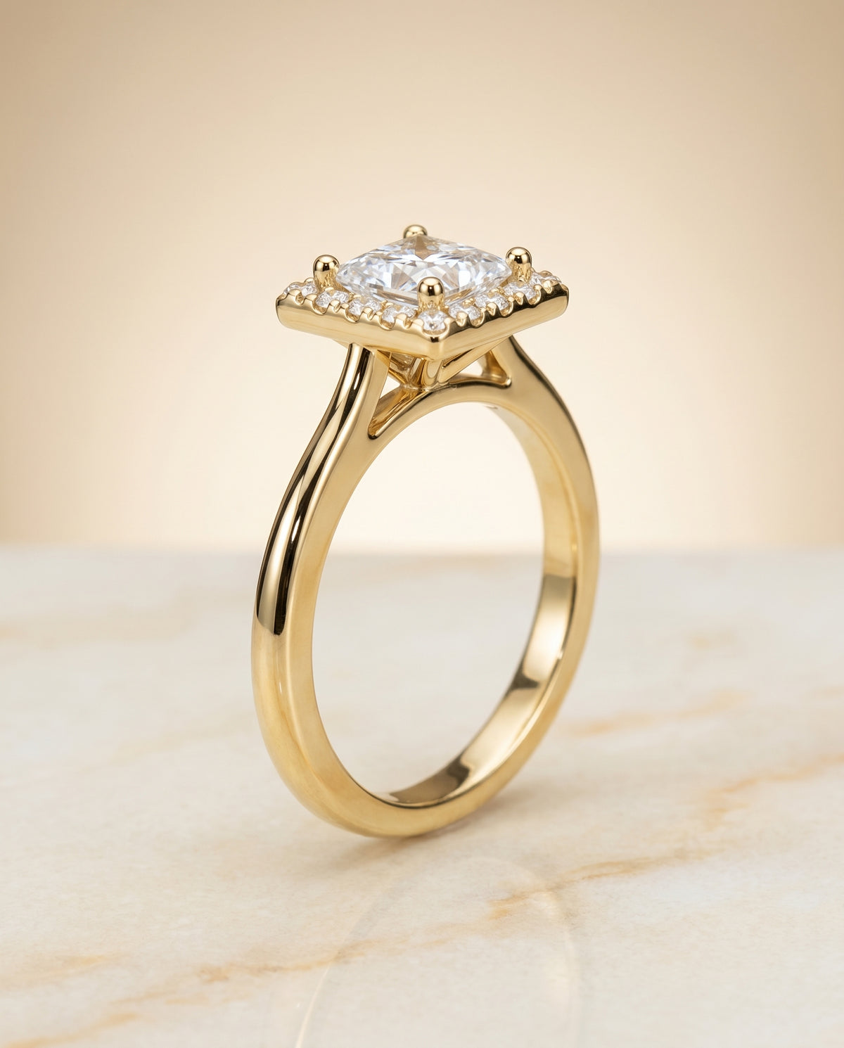 Classic French Pavé Halo styling on The Kate princess engagement ring setting | RockHer