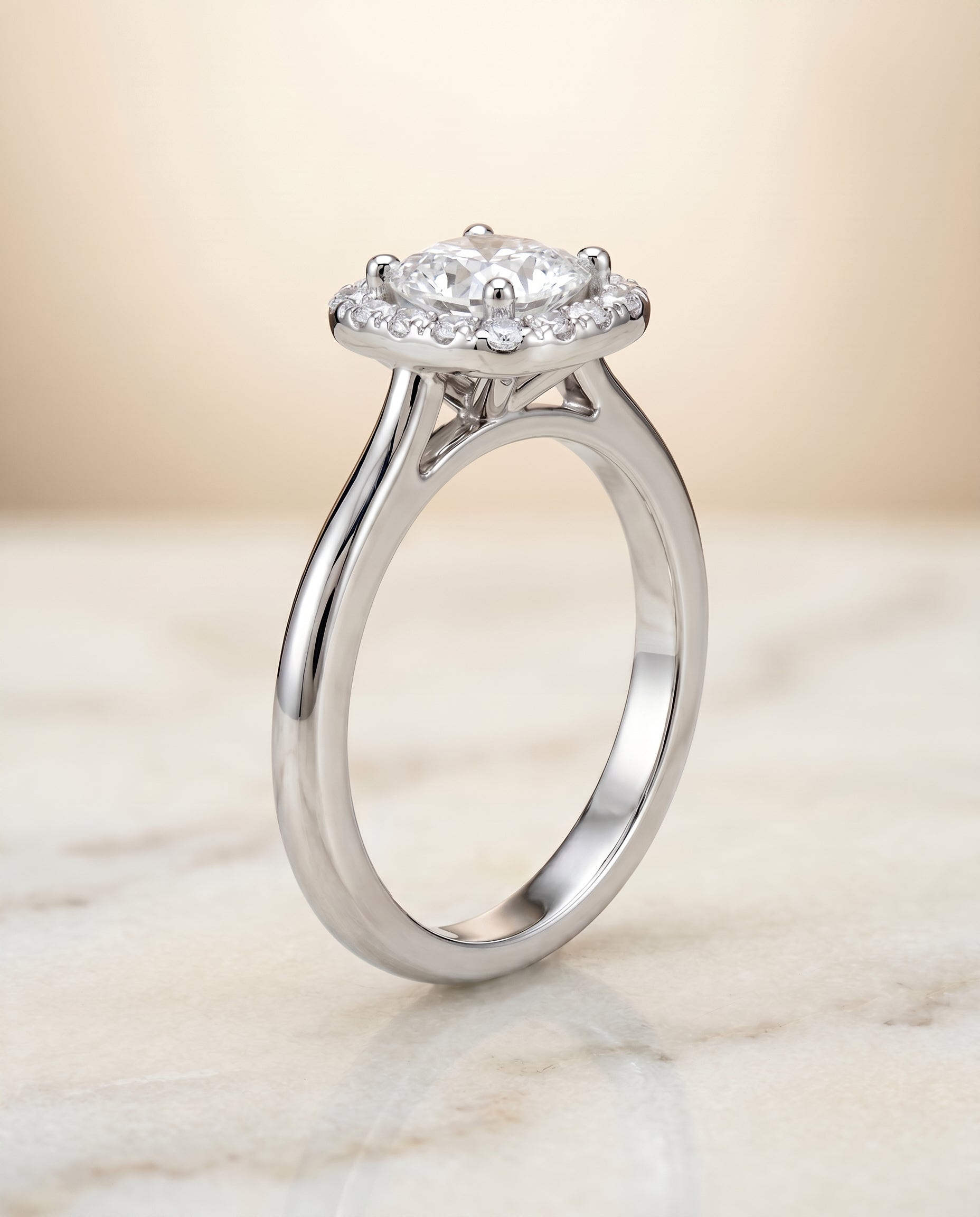 Classic French Pavé Halo Cut styling on The Kate cushion engagement ring setting | RockHer