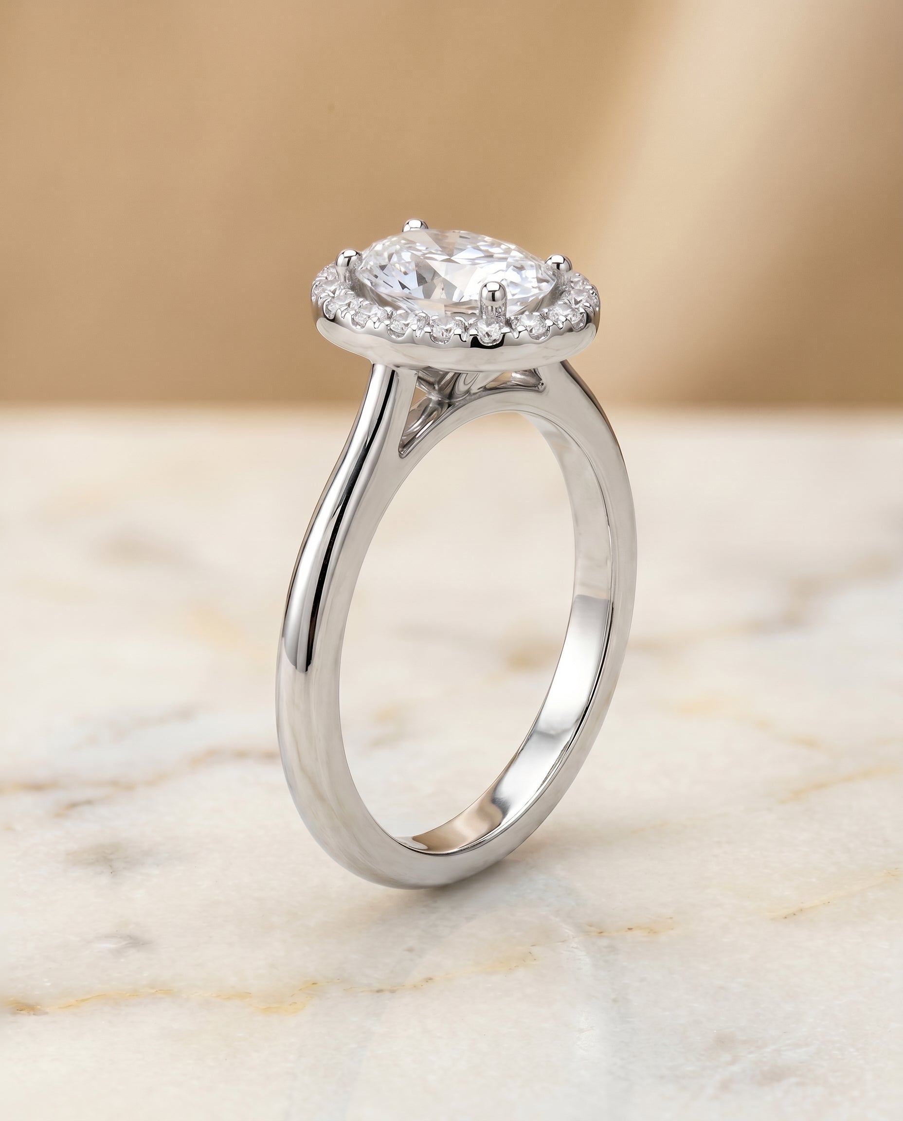Classic French Pavé Halo styling on The Kate oval engagement ring setting | RockHer