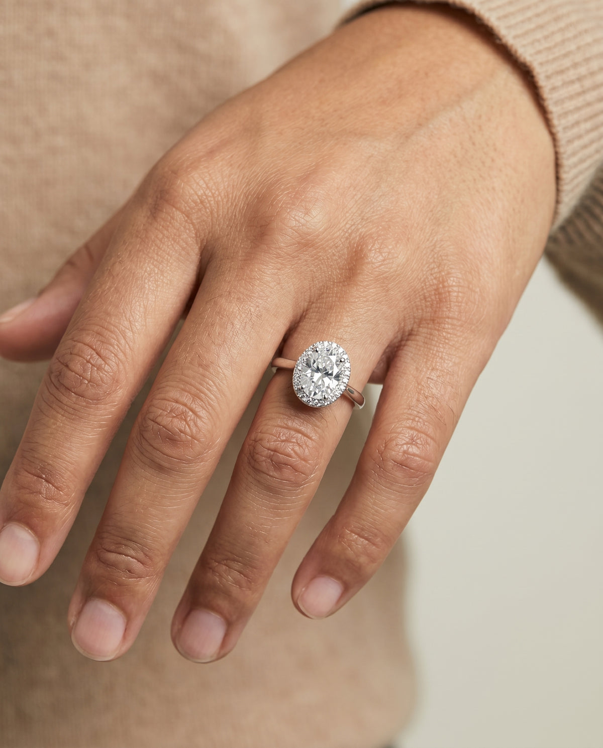 The Kate engagement ring setting in Platinum, classic french pavé halo design | RockHer