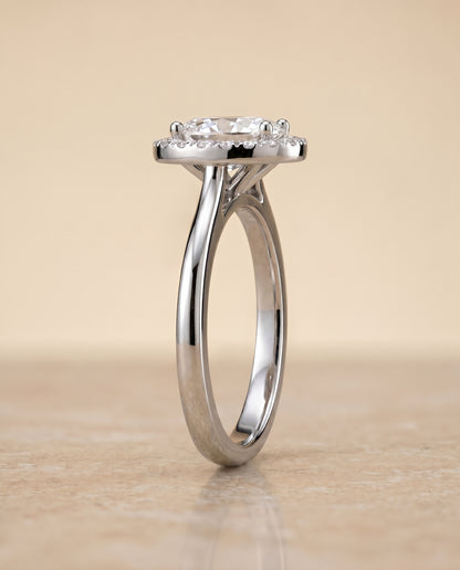 The Kate Classic French Pavé Halo Oval Engagement Ring Setting in Platinum