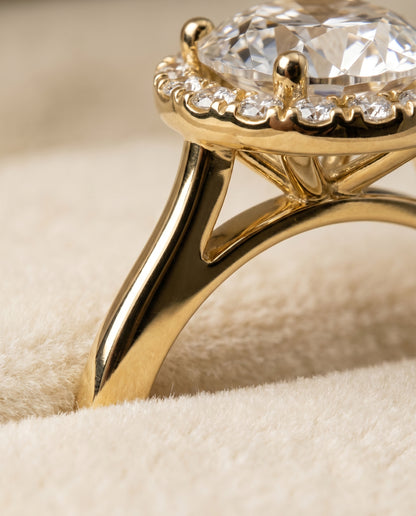The Kate Classic French Pavé Halo Round Engagement Ring Setting in 18K Yellow Gold