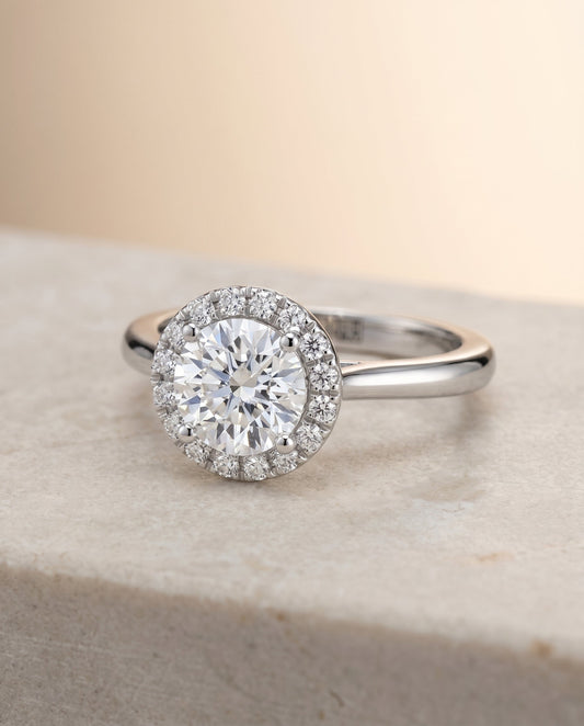 The Kate Select Halo Engagement Ring with Lab Diamond in Platinum - view 1