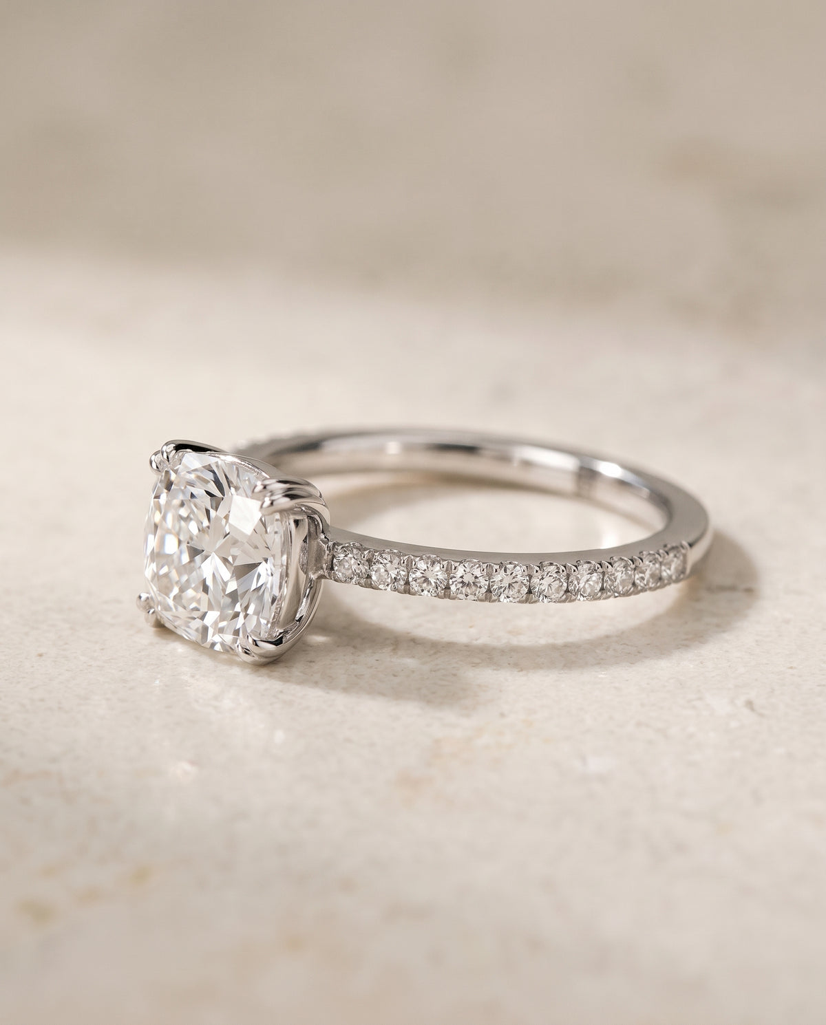 The Kelly cushion engagement ring setting in Platinum | RockHer