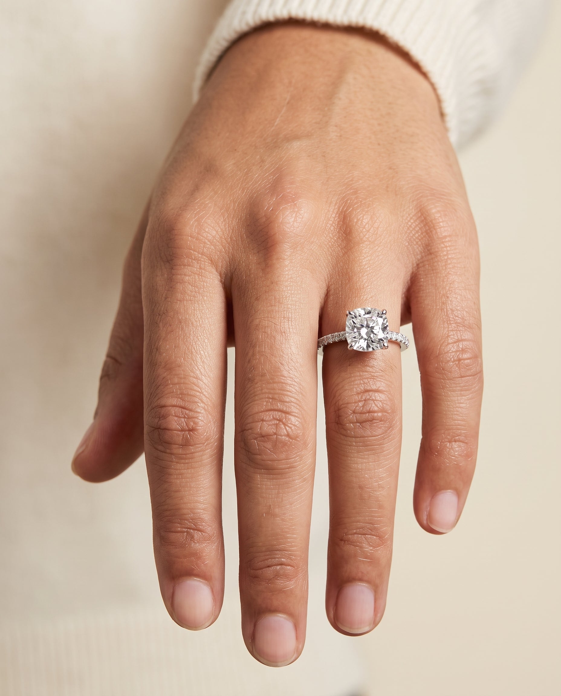 The Kelly engagement ring setting in Platinum, double claw prong french pavé cut design | RockHer