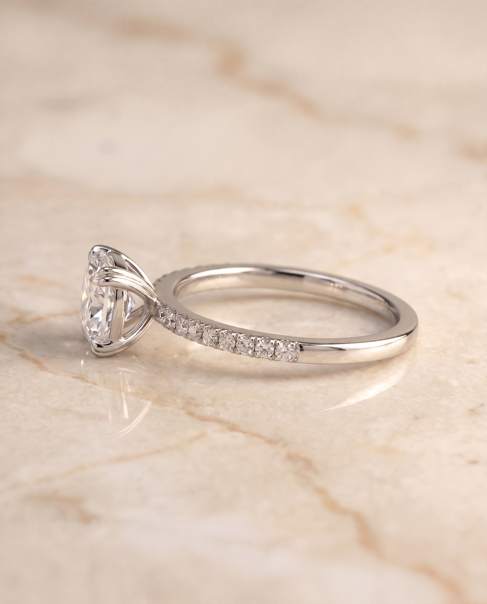 The Kelly setting for cushion diamonds, made to order in Platinum | RockHer