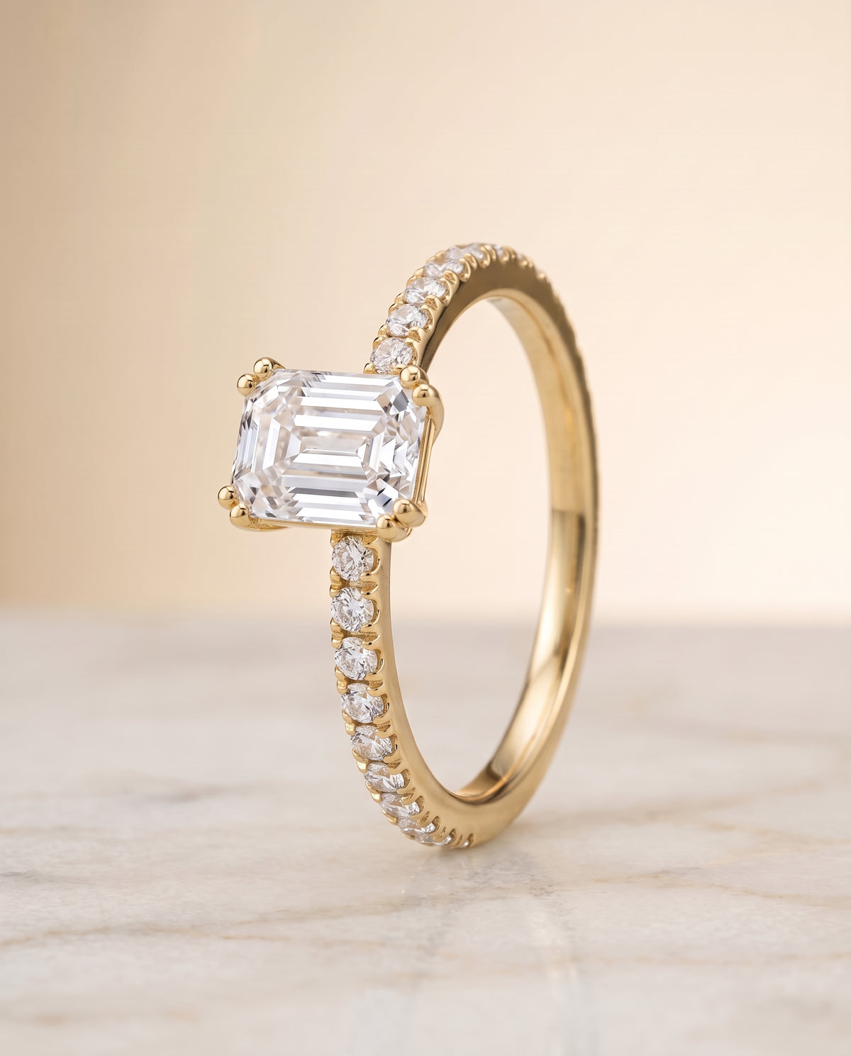 The Kelly emerald engagement ring setting in 18K Yellow Gold | RockHer
