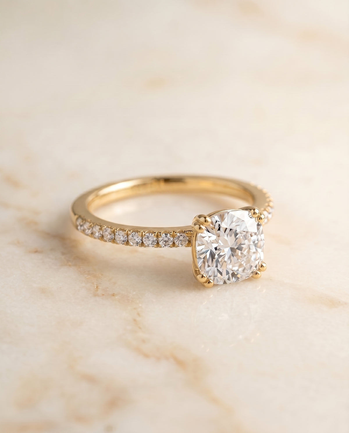 The Kelly cushion engagement ring setting in 18K Yellow Gold | RockHer