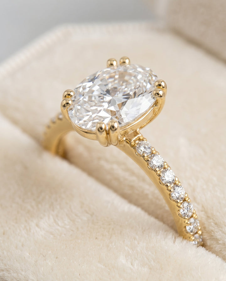The Kelly Select Pavé Engagement Ring with Lab Diamond in 18K Yellow Gold - view 4