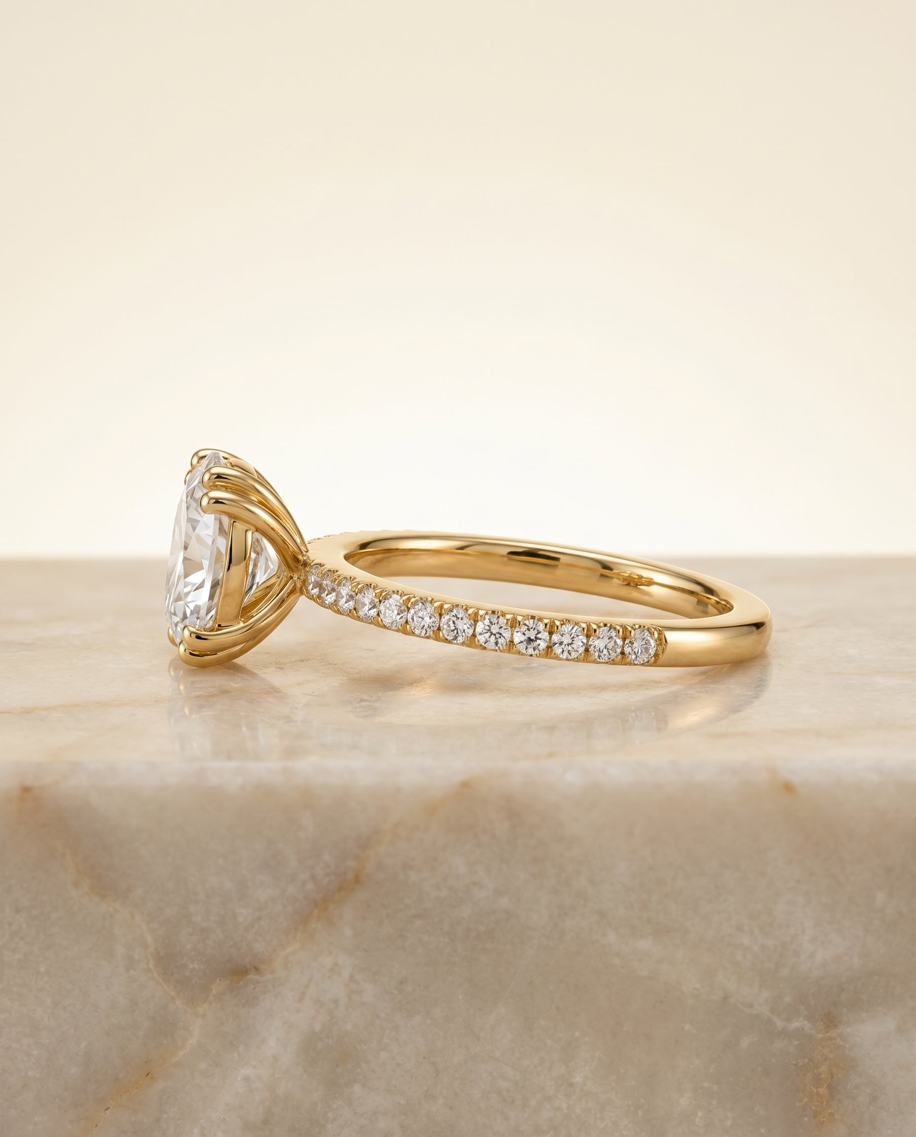 The Kelly setting for oval diamonds, made to order in 18K Yellow Gold | RockHer