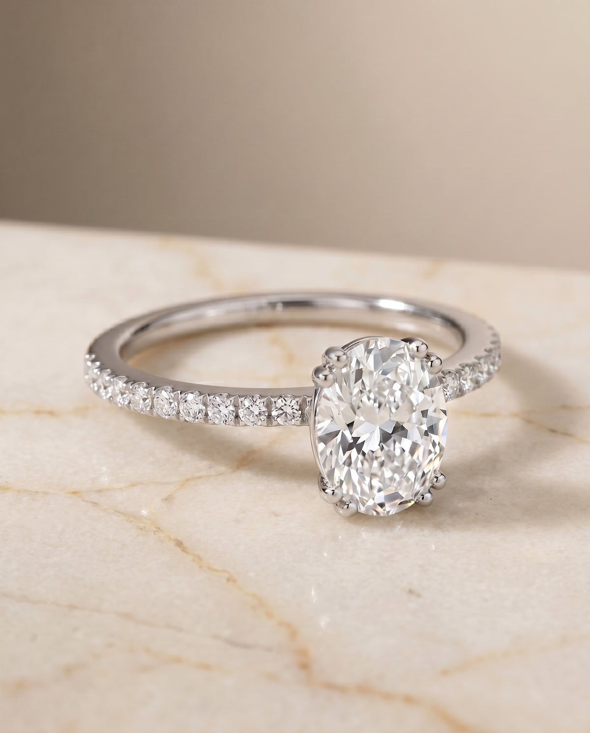 The Kelly oval engagement ring setting in Platinum | RockHer