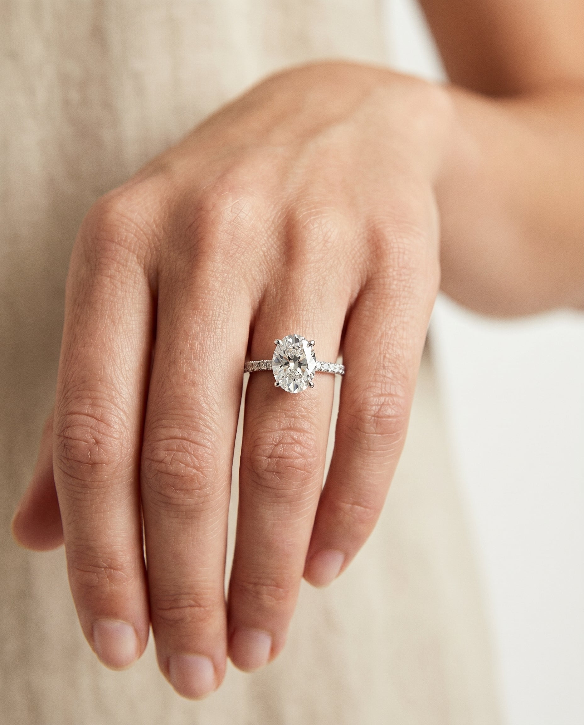 The Kelly engagement ring setting in Platinum, double claw prong french pavé design | RockHer