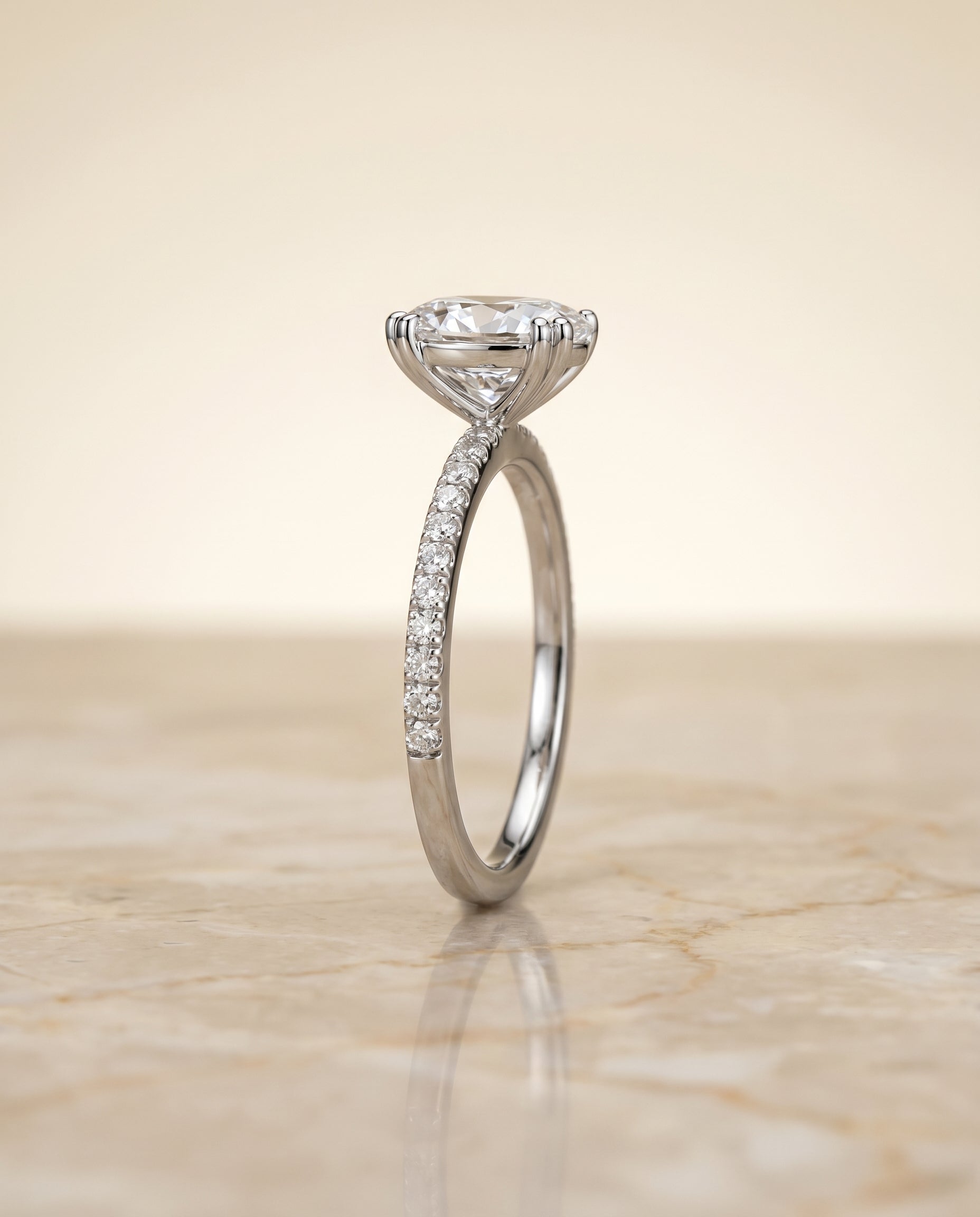 The Kelly setting for oval diamonds, made to order in Platinum | RockHer
