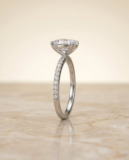 Kelly Select Pavé Oval Lab Diamond Engagement Ring in Platinum, side view | RockHer