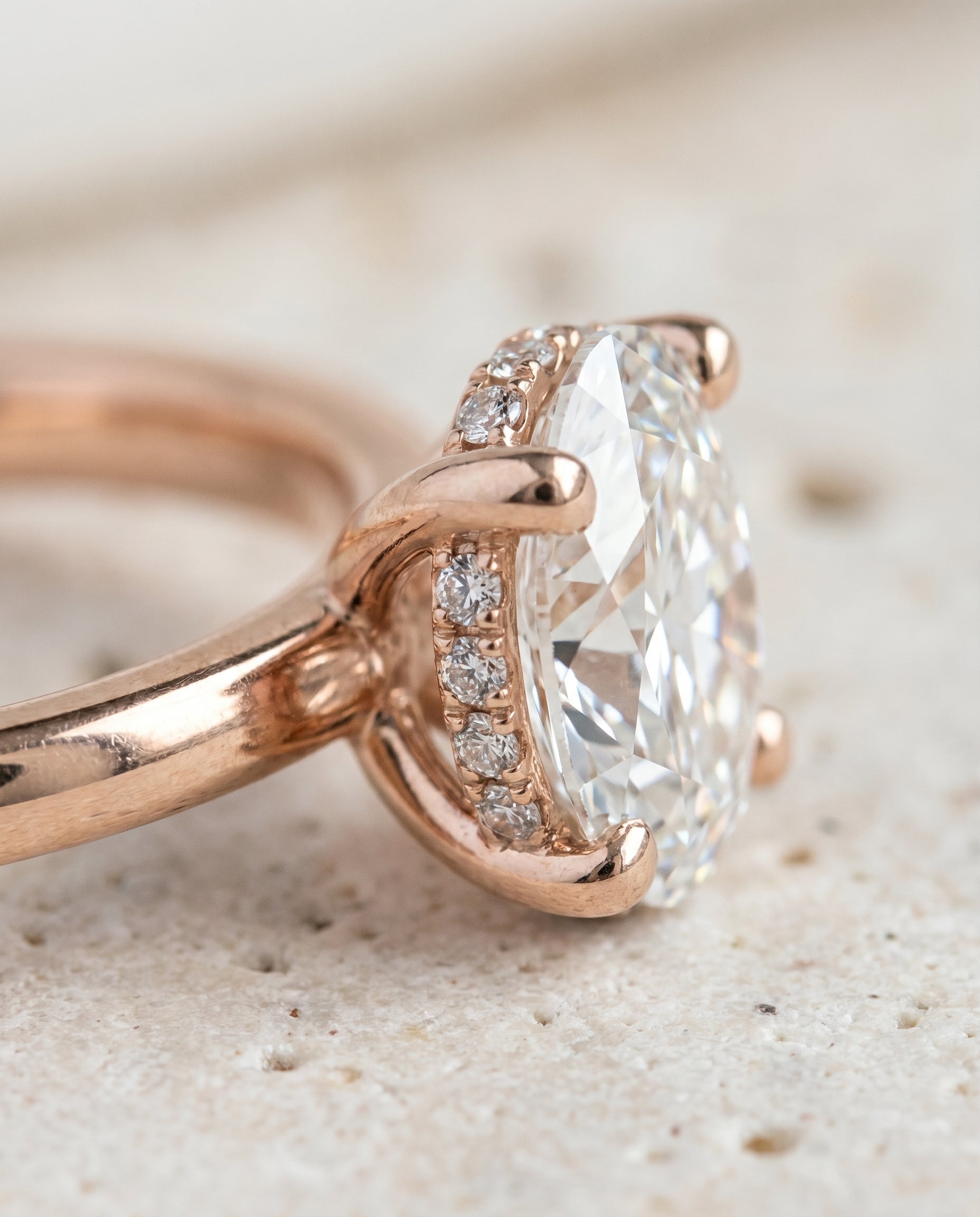 14K Rose Gold band of The Lana oval engagement ring setting | RockHer