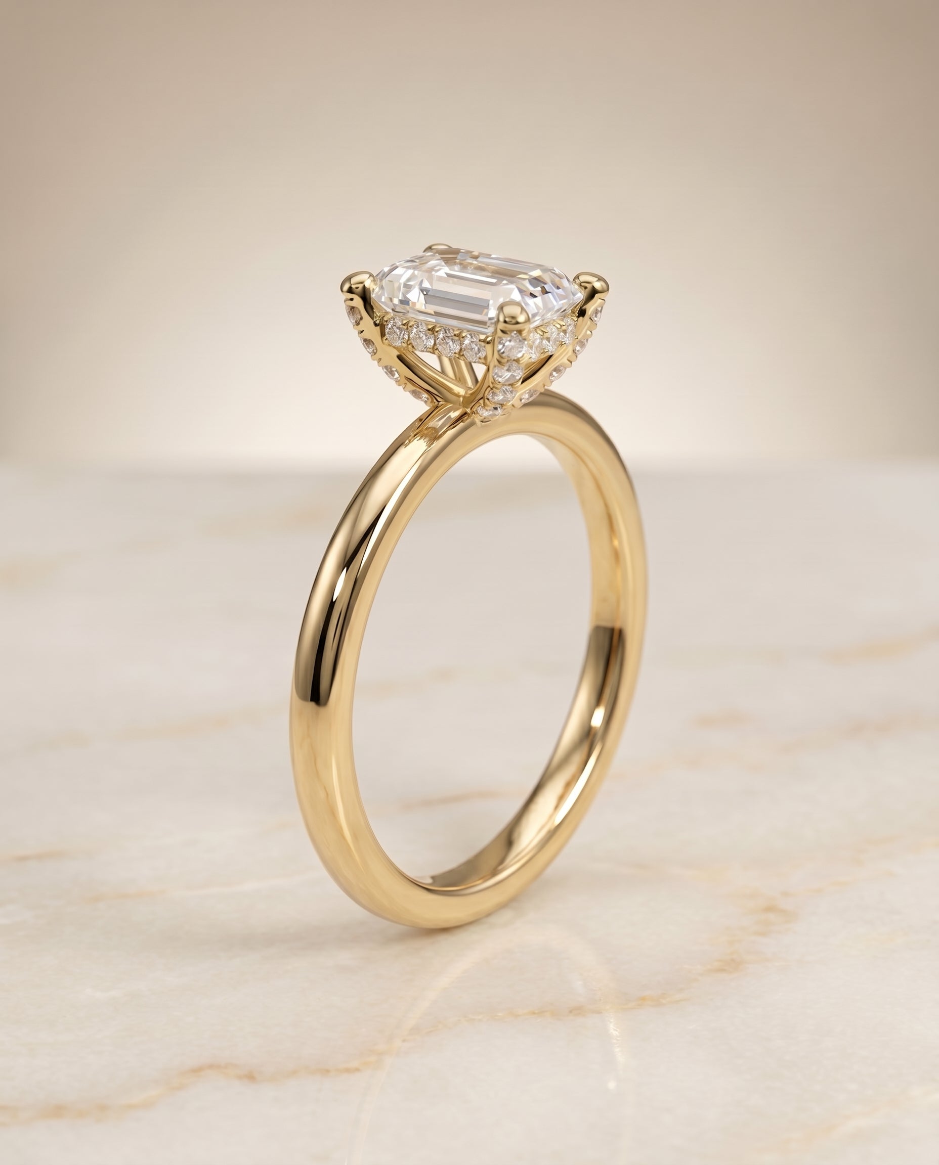 The Lana setting for emerald diamonds, made to order in 18K Yellow Gold | RockHer