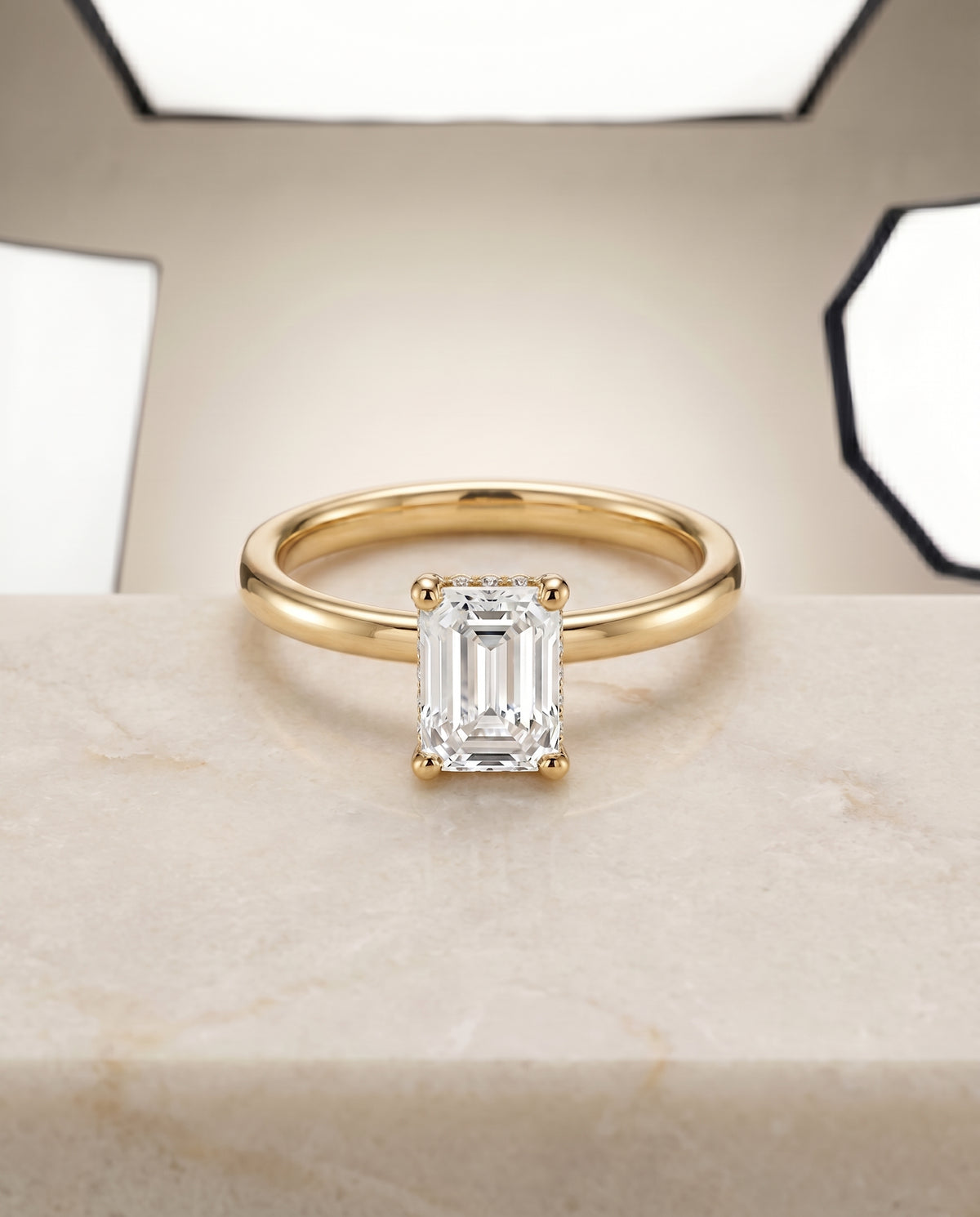 The Lana emerald engagement ring setting in 18K Yellow Gold | RockHer