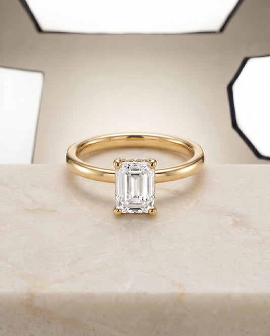 The Lana Select Hidden Halo Engagement Ring with Lab Diamond in 18K Yellow Gold - view 1
