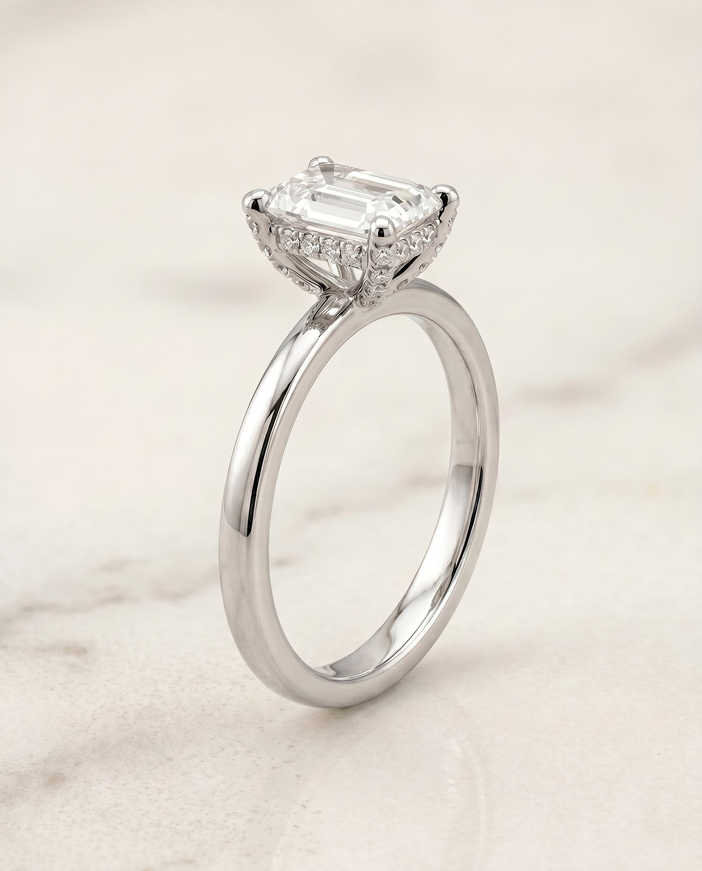 The Lana Select Hidden Halo Engagement Ring with Lab Diamond in 18K White Gold - view 2