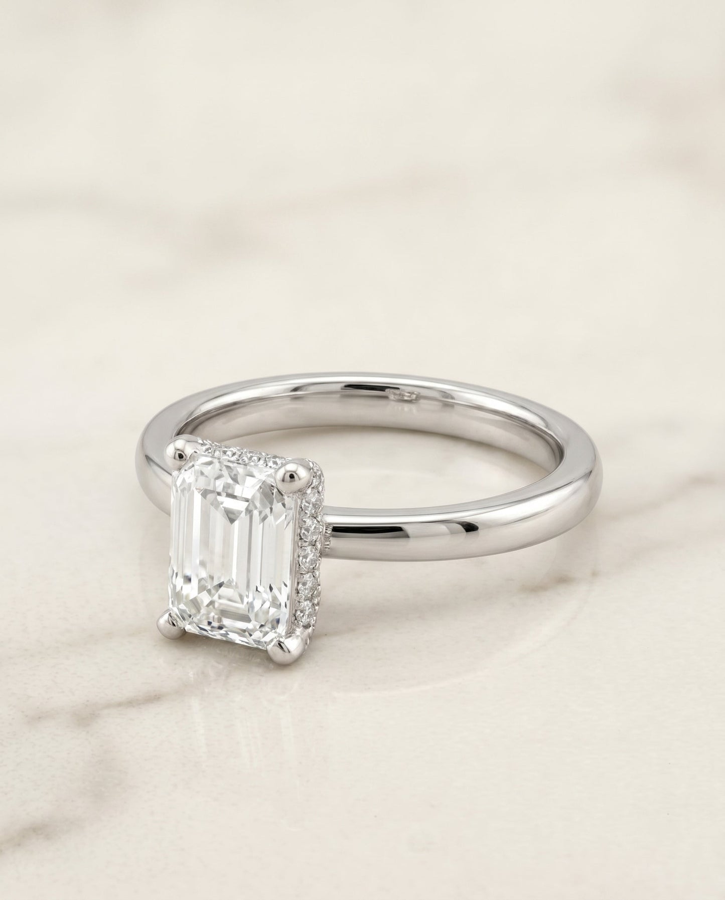 The Lana Select Hidden Halo Engagement Ring with Lab Diamond in 18K White Gold - view 1