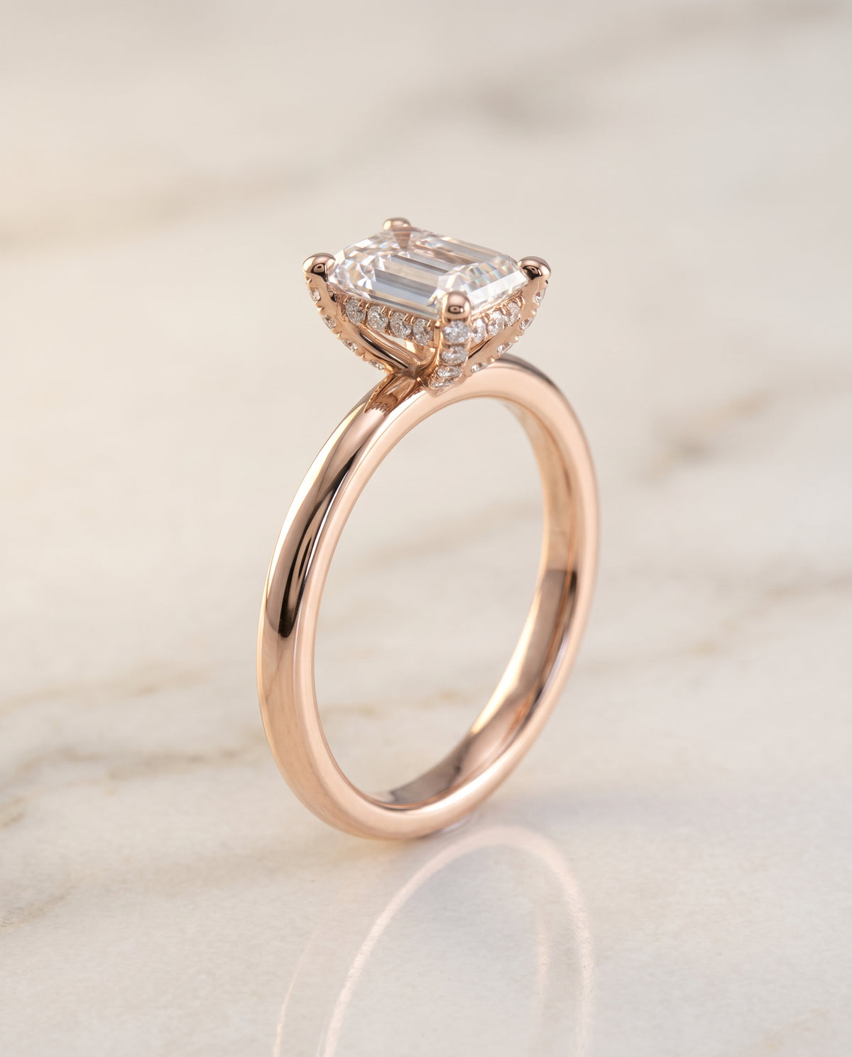 The Lana emerald engagement ring setting in 14K Rose Gold | RockHer
