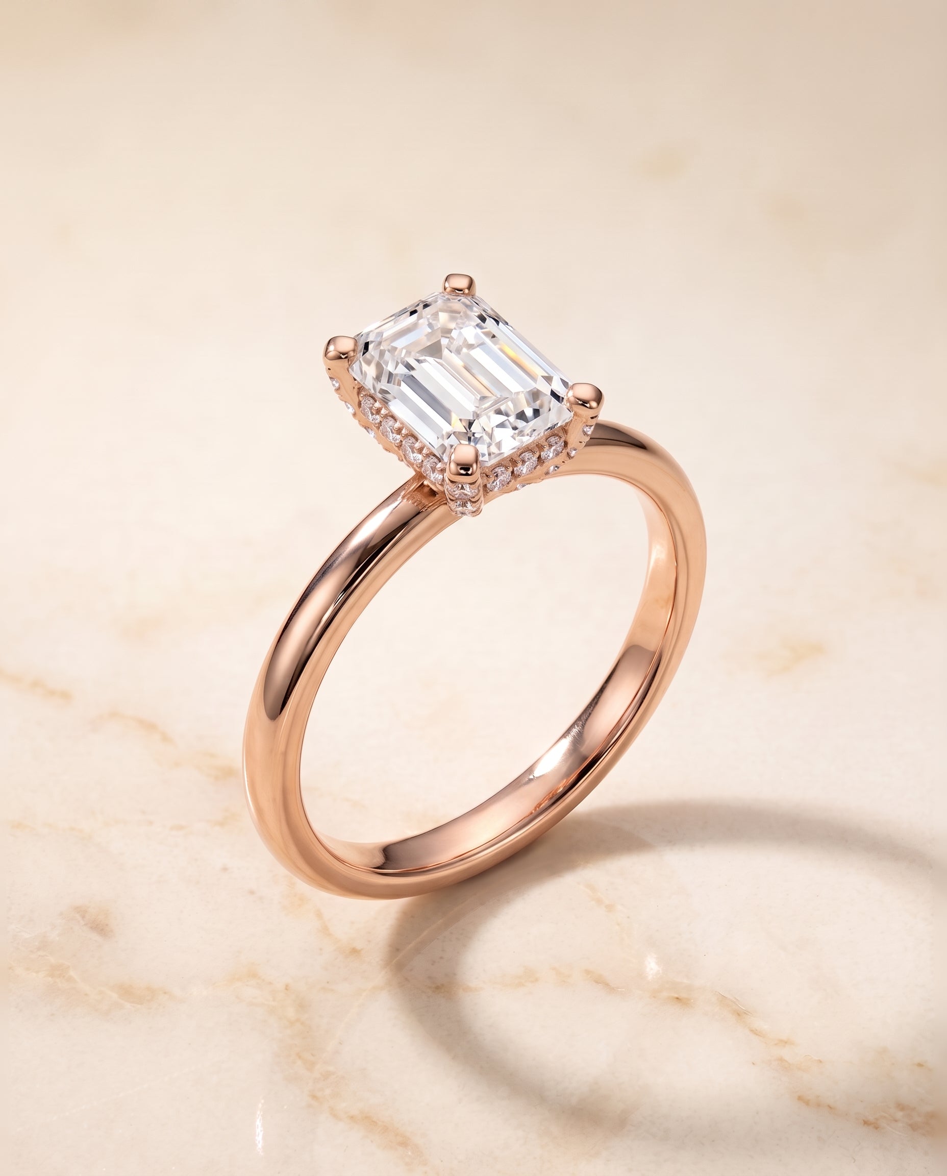 The Lana setting for emerald diamonds, made to order in 14K Rose Gold | RockHer