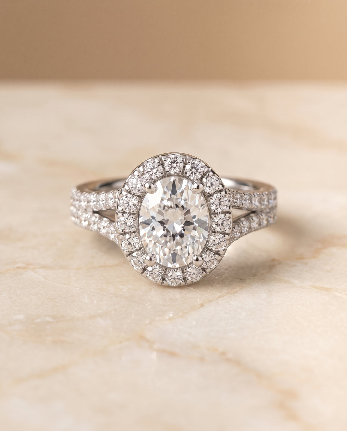 The Lira oval engagement ring setting in Platinum | RockHer