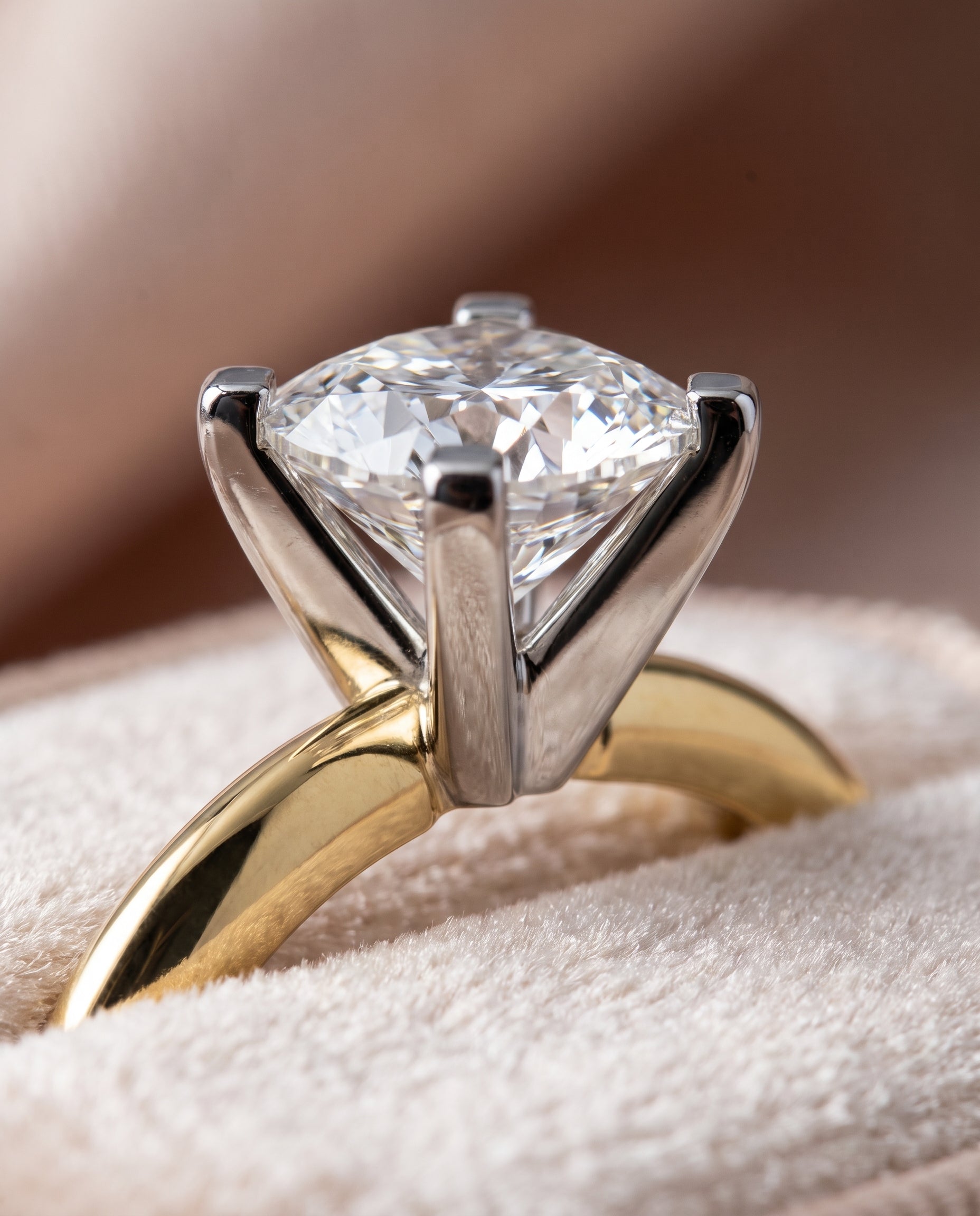 18K Yellow Gold band of The Lolette cushion engagement ring setting | RockHer