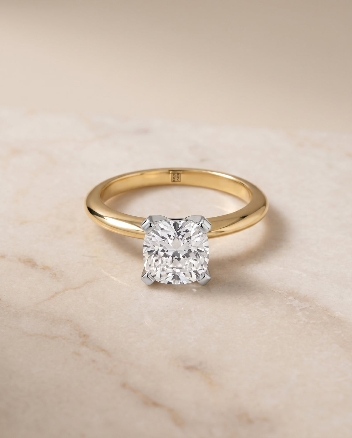 The Lolette cushion engagement ring setting in 18K Yellow Gold | RockHer