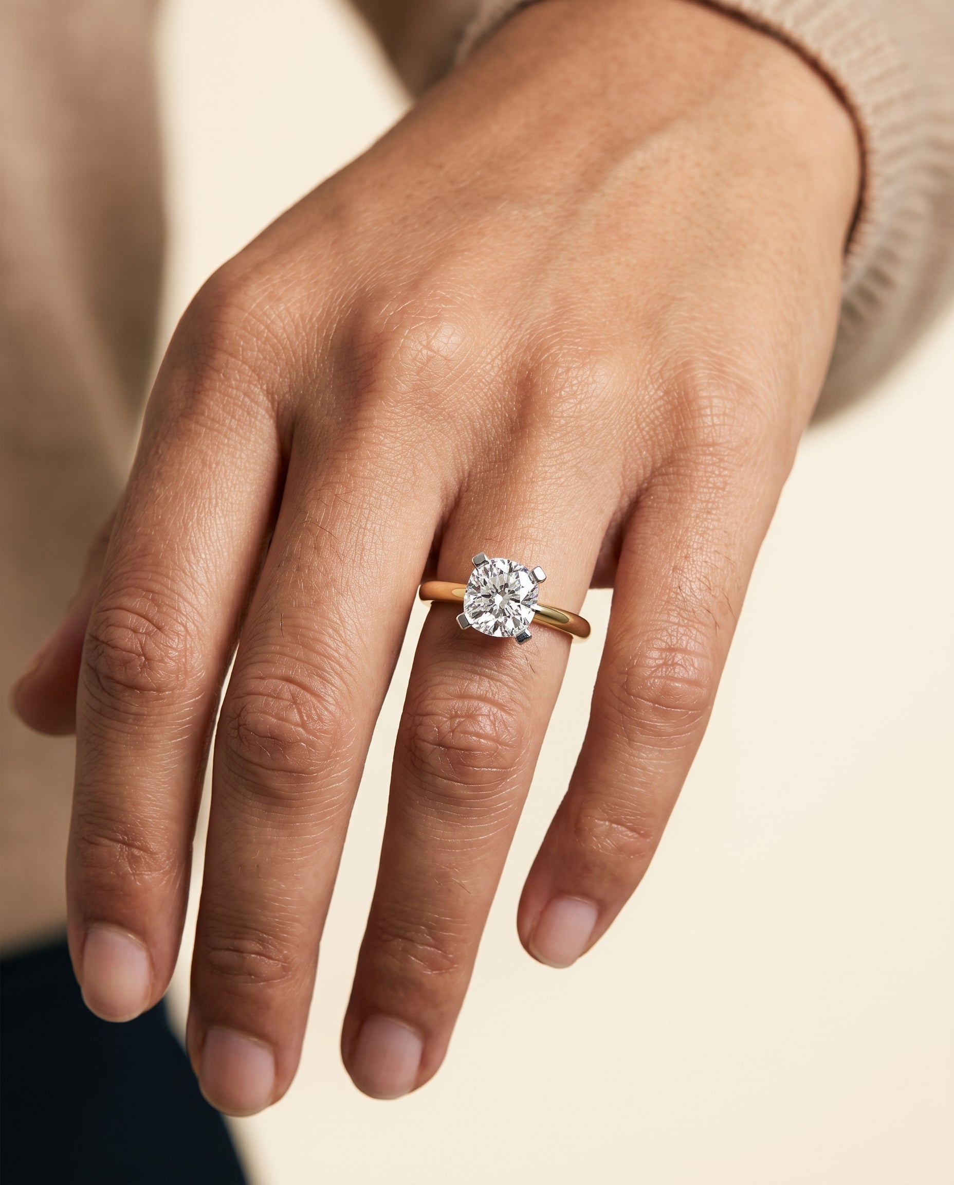 The Lolette engagement ring setting in 18K Yellow Gold, classic low base solitaire cut design | RockHer