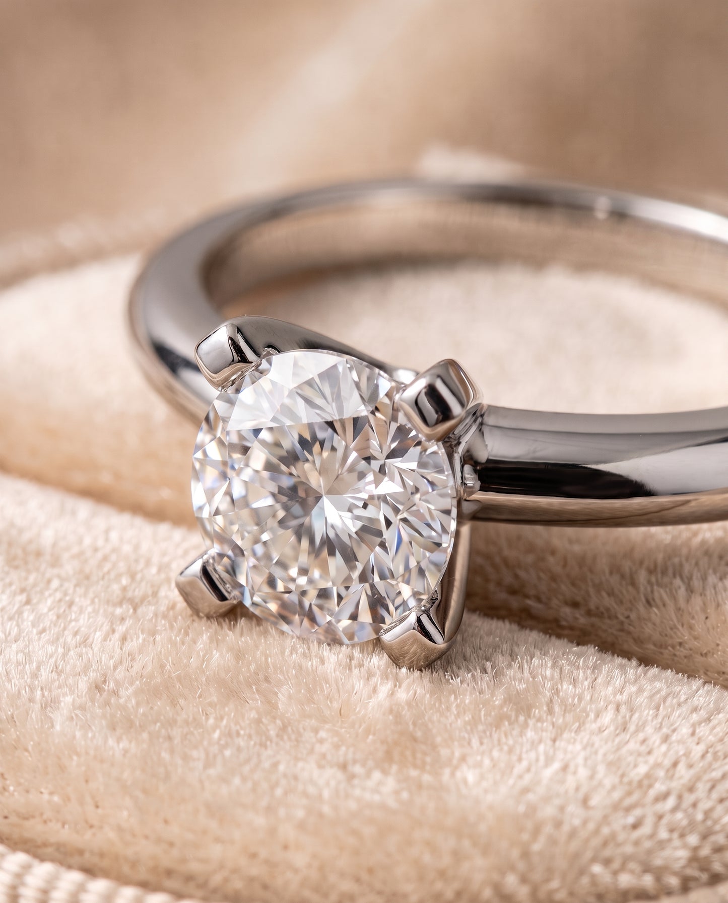 The Lolette Classic Low Base Solitaire Cushion Cut Engagement Ring Setting in Platinum