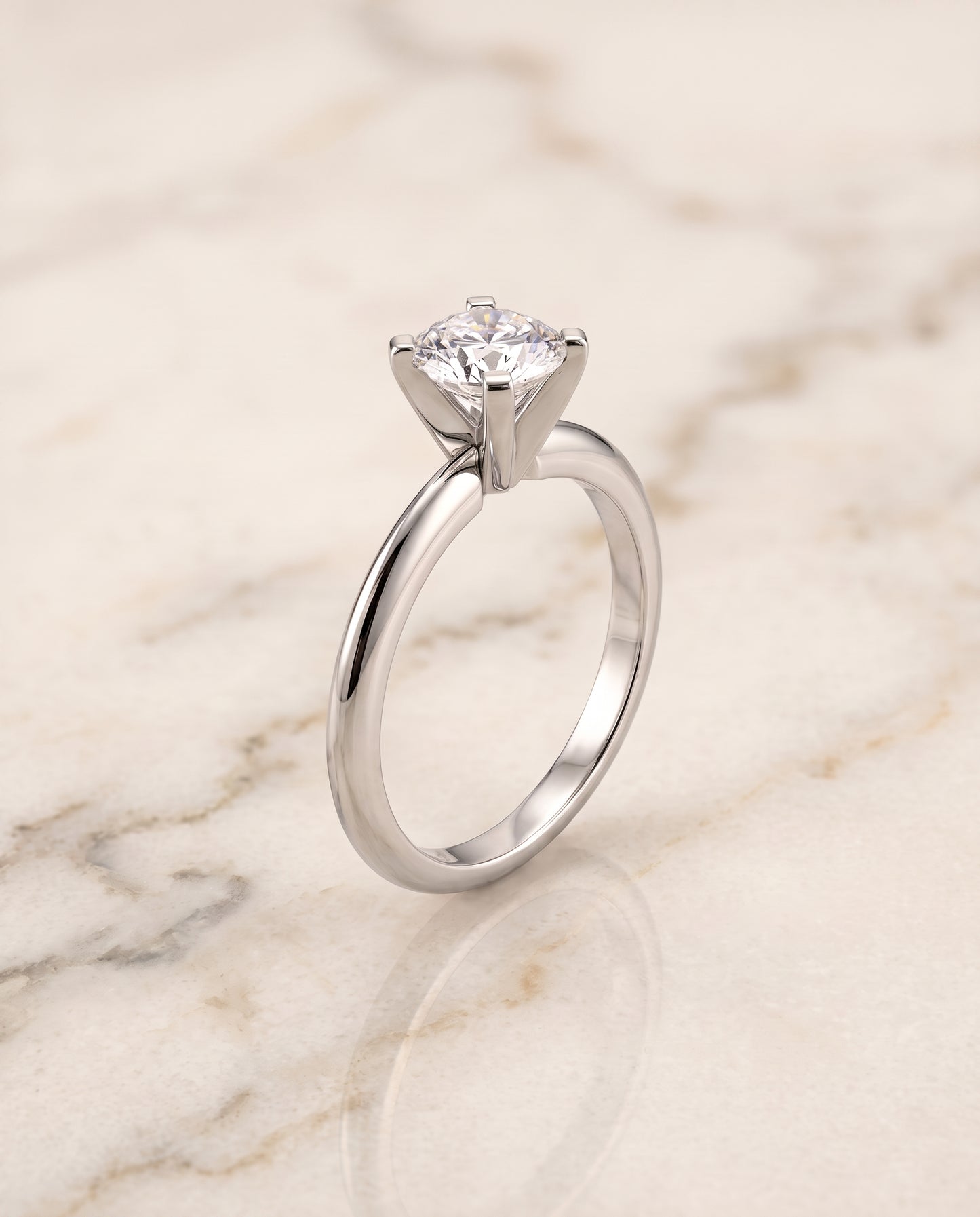 The Lolette Classic Low Base Solitaire Cushion Cut Engagement Ring Setting in Platinum