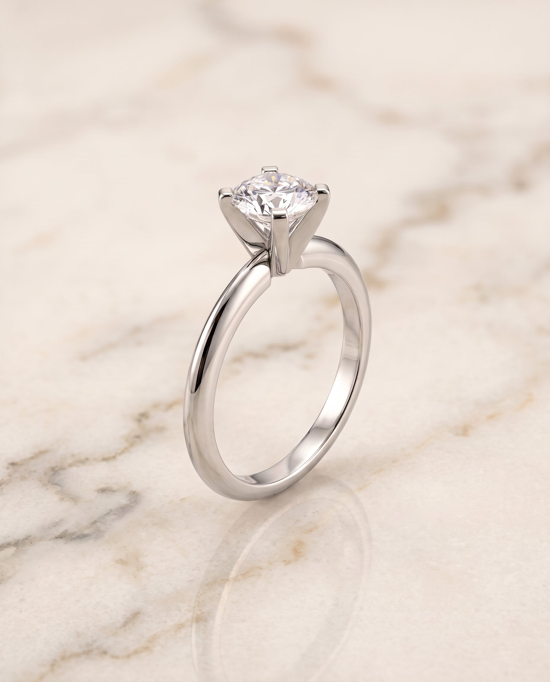 The Lolette Classic Low Base Solitaire Cushion Cut Engagement Ring Setting in Platinum
