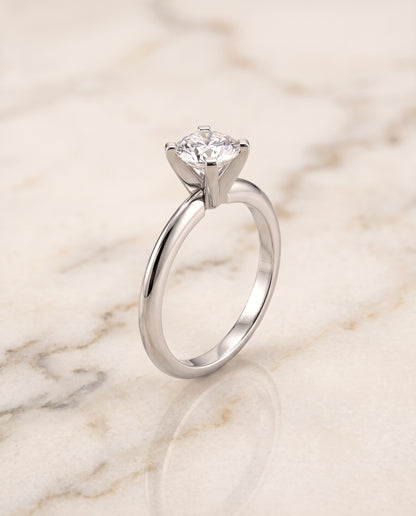 The Lolette Classic Low Base Solitaire Cushion Cut Engagement Ring Setting in Platinum