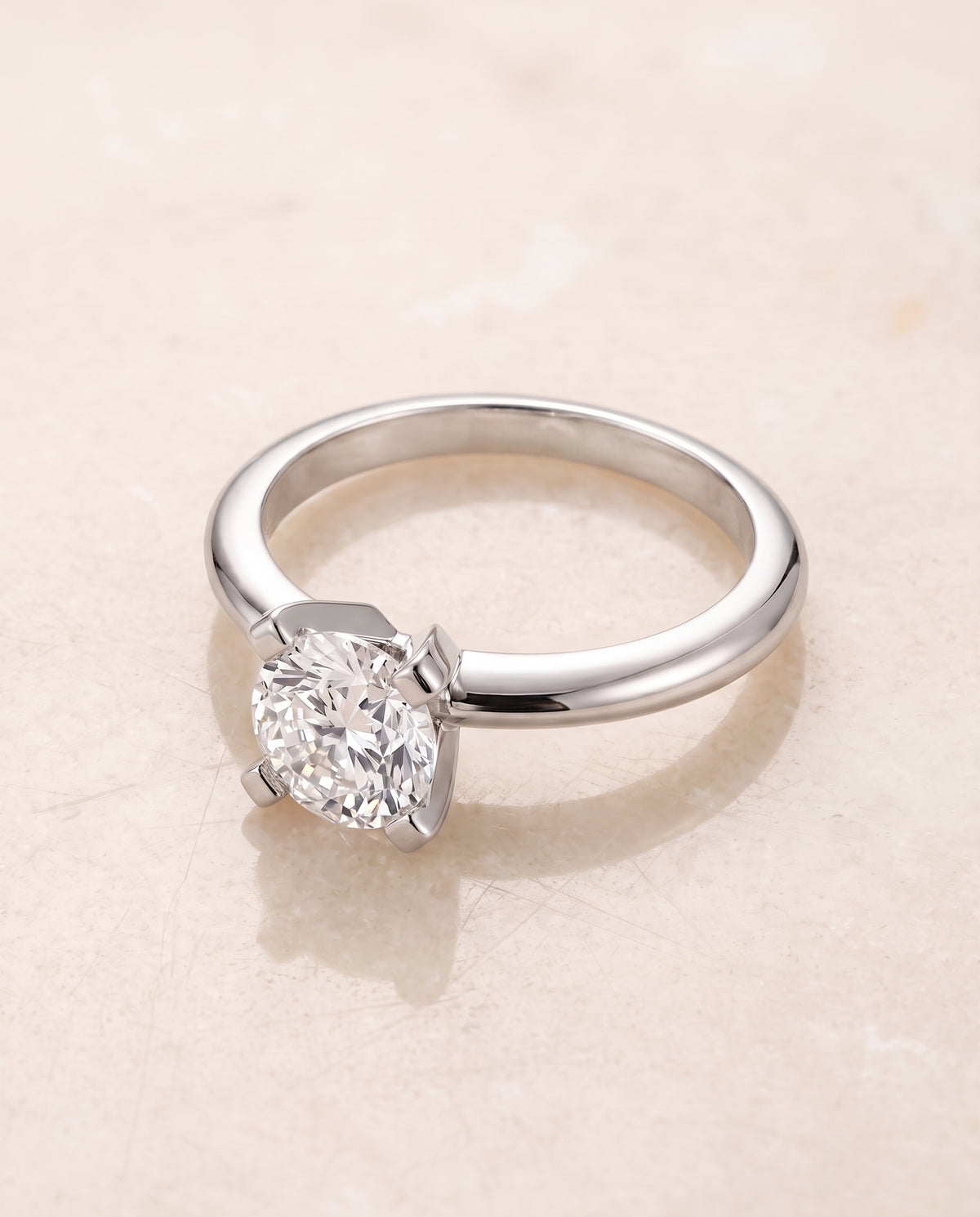 The Lolette Classic Low Base Solitaire Cushion Cut Engagement Ring Setting in Platinum