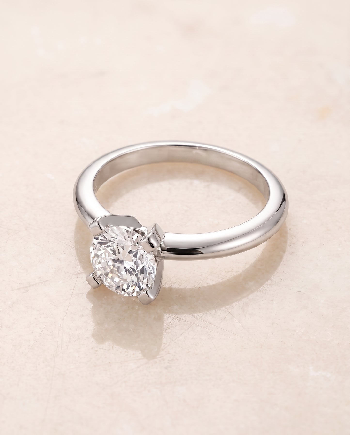 The Lolette Classic Low Base Solitaire Cushion Cut Engagement Ring Setting in Platinum