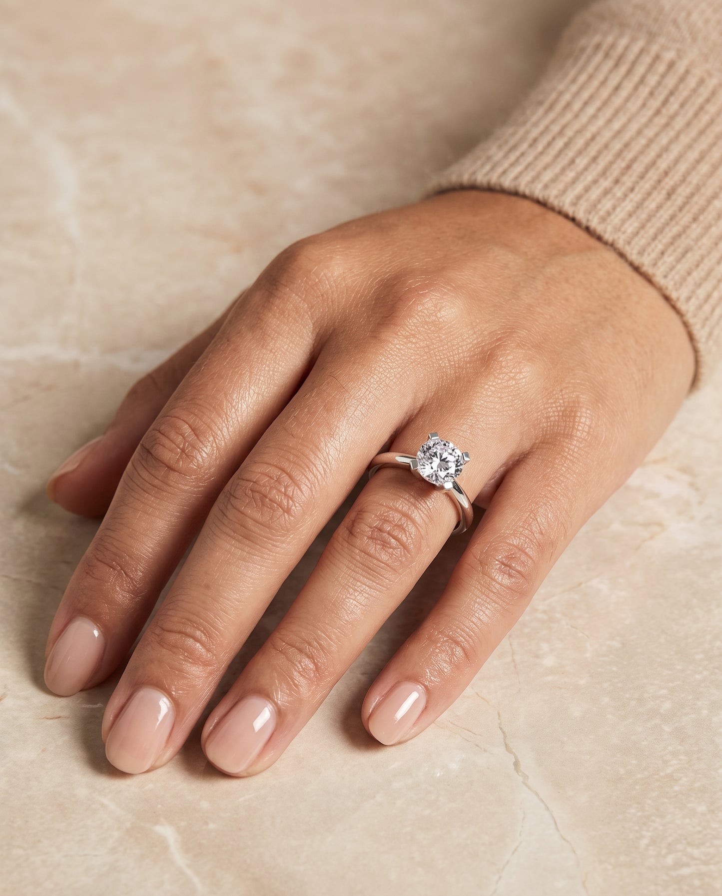 The Lolette Classic Low Base Solitaire Cushion Cut Engagement Ring Setting in Platinum