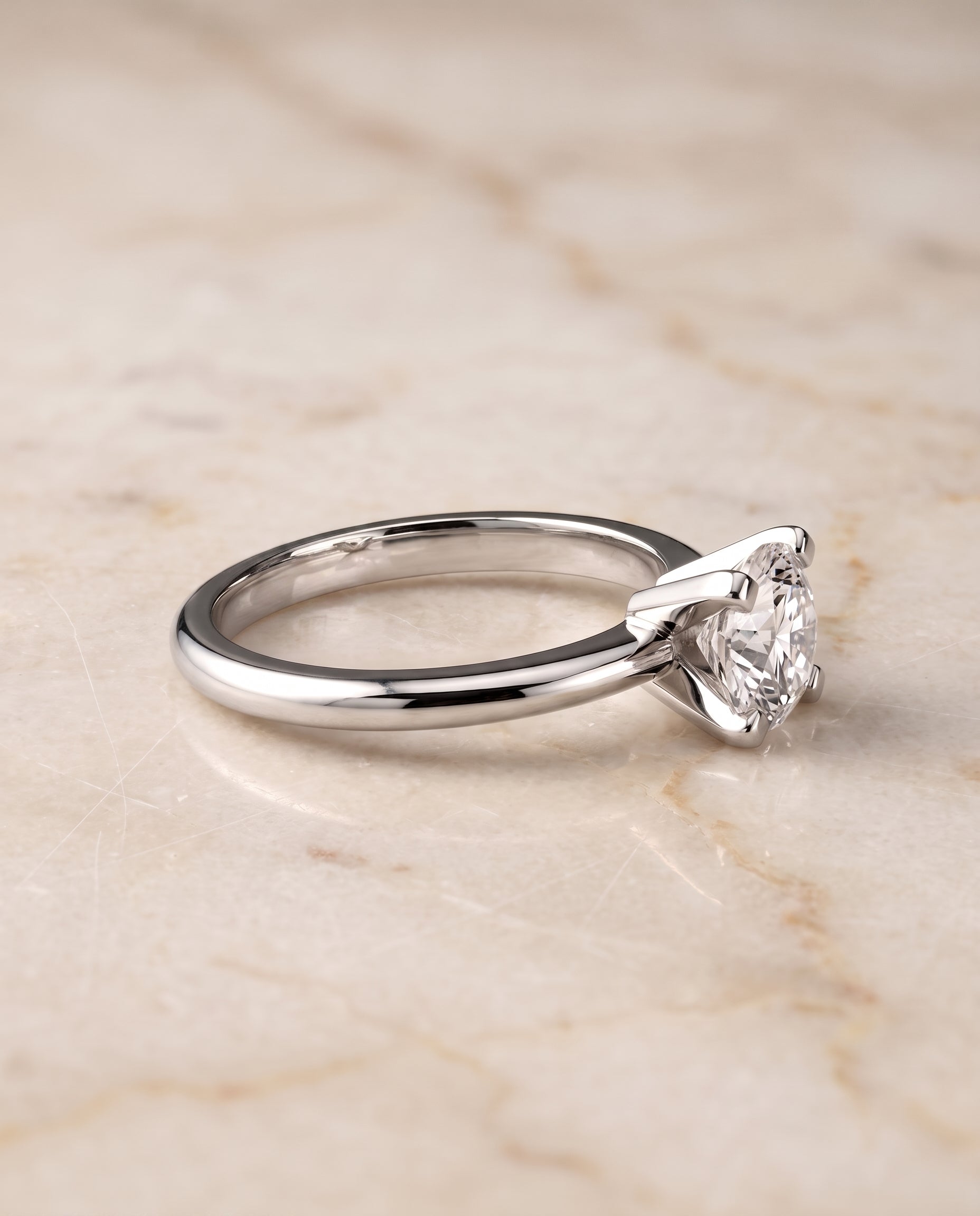 The Lolette Classic Low Base Solitaire Cushion Cut Engagement Ring Setting in Platinum
