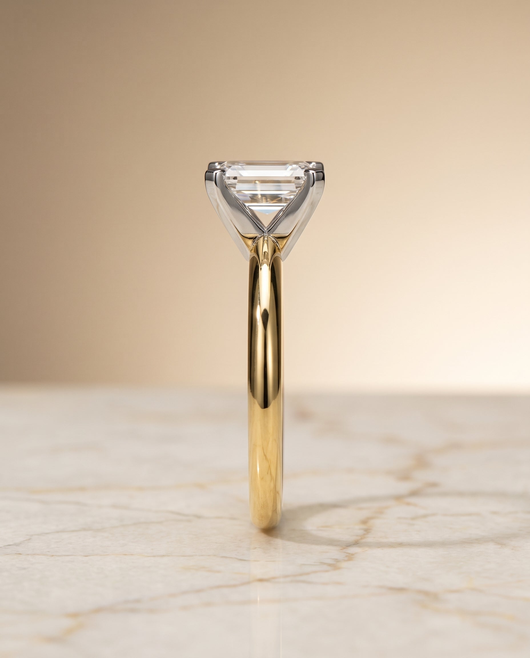 The Lolette setting for emerald diamonds, made to order in 18K Yellow Gold | RockHer