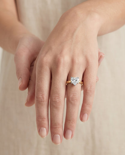 The Lolette Classic Low Base Solitaire Heart Engagement Ring Setting in 18K Yellow Gold