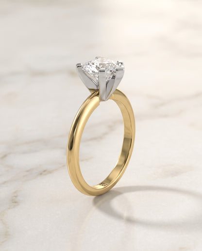 The Lolette Classic Low Base Solitaire Heart Engagement Ring Setting in 18K Yellow Gold