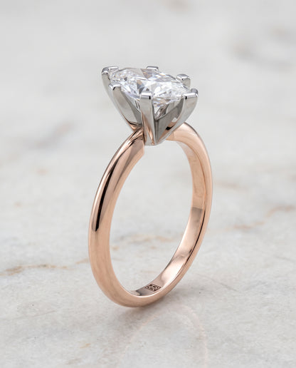 The Lolette Classic Low Base Solitaire Marquise Engagement Ring Setting in 14K Rose Gold