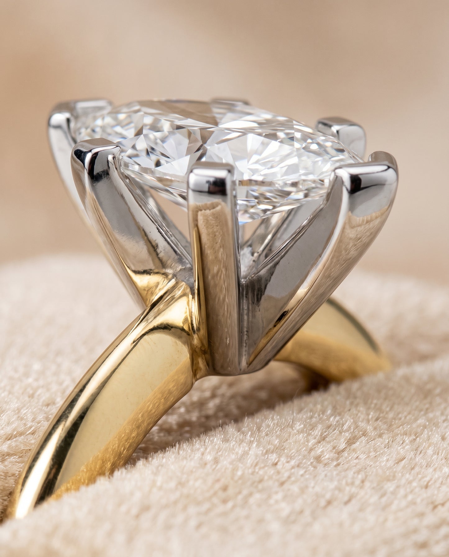 The Lolette Classic Low Base Solitaire Marquise Engagement Ring Setting in 18K Yellow Gold
